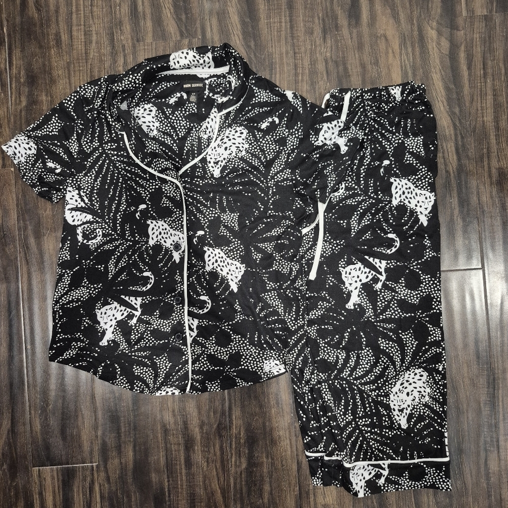 Room Service Tropical Leopard Pajama Set